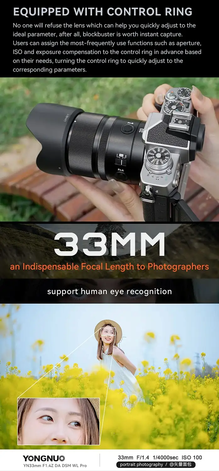 Объектив Yongnuo YN33mm 33 мм F1.4Z DA DSM WL PRO для Nikon Z